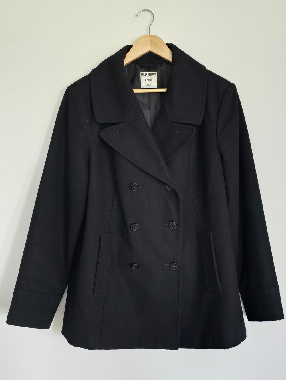 Old Navy Black Double-Breasted Pea Coat